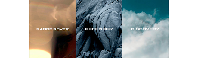 Drei Logos der Landrover Autowelt