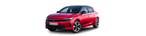 Opel Corsa rossa dall'esterno