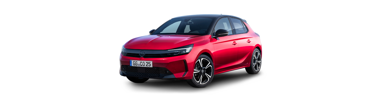 Opel Corsa rossa dall'esterno