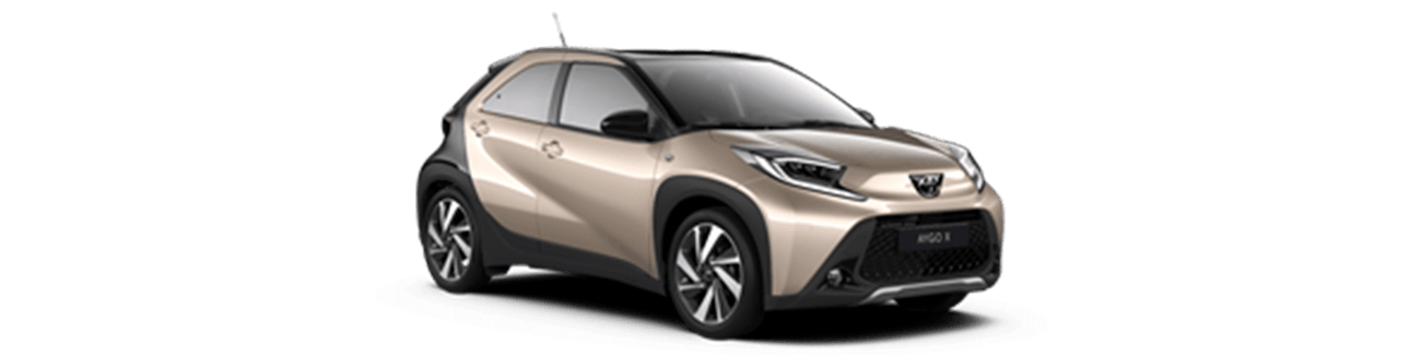 Goldener Toyota Aygo X von aussen
